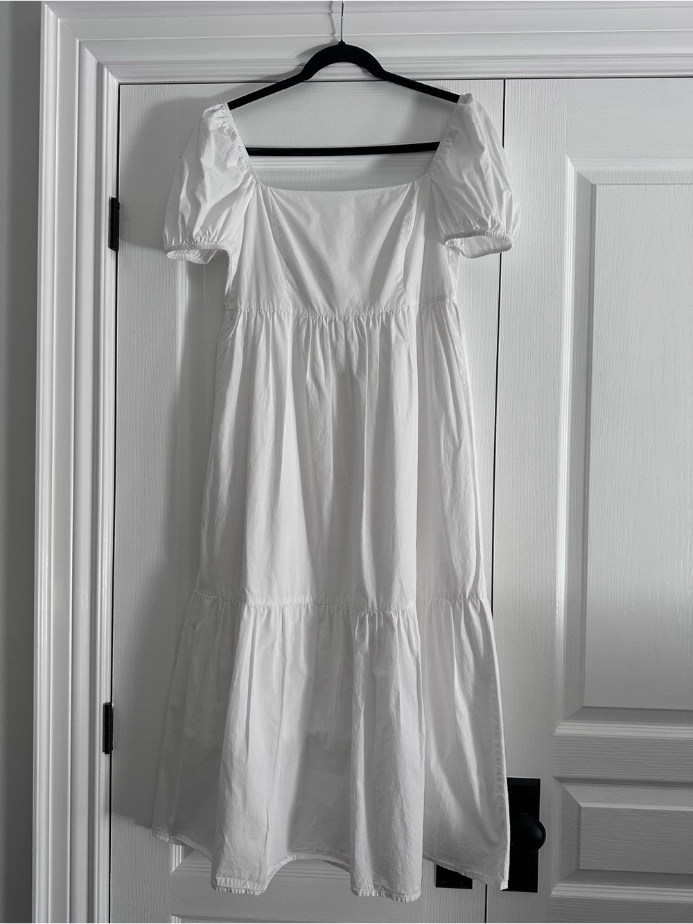 Park & Fifth White Midi Dress with Puff Sleeves